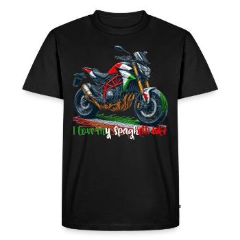 Sind Sie auch stolz auf Ihr italienisches Motorrad? - Männer Premium Bio T-Shirt - Schwarz - Vorne - Nico (187cm)