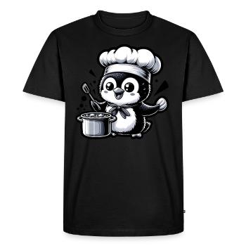 Chef Pingouin : Maître des Pots - T-shirt Premium bio Homme - noir - Devant - Nico (187cm)