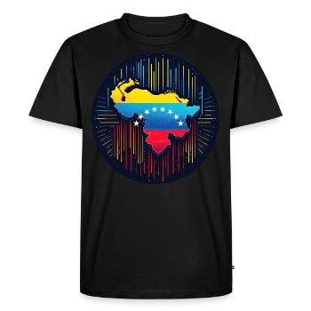 Neon Venezuela Map - Men's Premium Organic T-Shirt - black - Front - Nico (187cm)