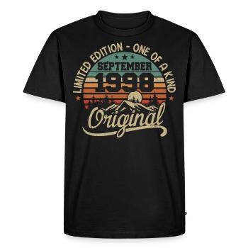 Anniversaire Septembre 1998 Cadeau Septembre 1998 - T-shirt Premium bio Homme - noir - Devant - Nico (187cm)