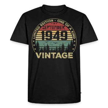 September 1949 Vintage Birthday Gift 1949 - Men's Premium Organic T-Shirt - black - Front - Nico (187cm)