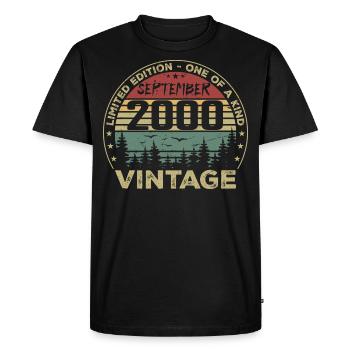Septembre 2000 Vintage Cadeau D'anniversaire 2000 - T-shirt Premium bio Homme - noir - Devant - Nico (187cm)