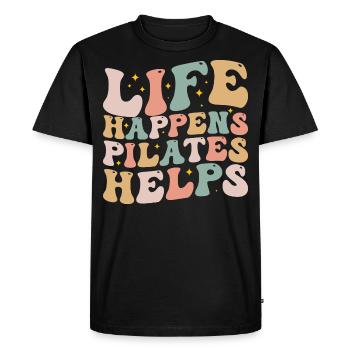 Life Happens Pilates Helps | Pilates Lover Pilates - Men's Premium Organic T-Shirt - black - Front - Nico (187cm)