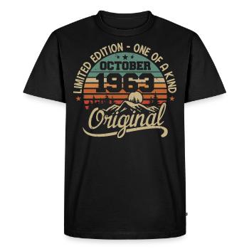Octobre 1963 - Légendes Sont Nées En Octobre 1963 - T-shirt Premium bio Homme - noir - Devant - Nico (187cm)