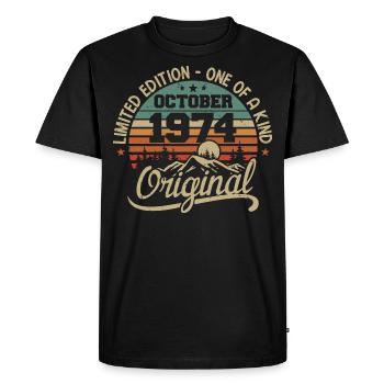 Octobre 1974 - Légendes Sont Nées En Octobre 1974 - T-shirt Premium bio Homme - noir - Devant - Nico (187cm)