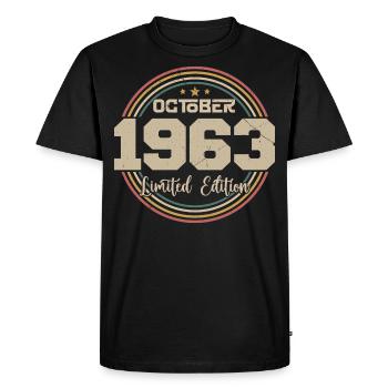 Born in October 1963 Retro Birthday October 1963 - Men's Premium Organic T-Shirt - black - Front - Nico (187cm)