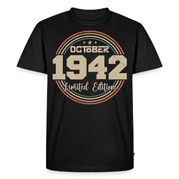 Born October 1942 Retro Birthday October 1942 - Men's Premium Organic T-Shirt - black - Front - Nico (187cm)