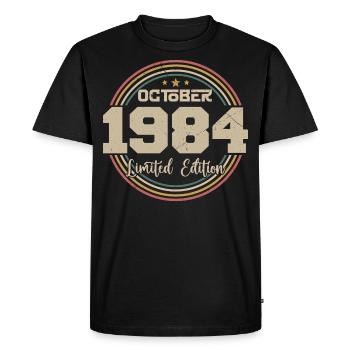 Born in October 1984 Retro Anniversary October 1984 - Men's Premium Organic T-Shirt - black - Front - Nico (187cm)
