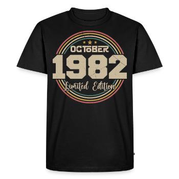 Born in October 1982 Retro Anniversary October 1982 - Men's Premium Organic T-Shirt - black - Front - Nico (187cm)