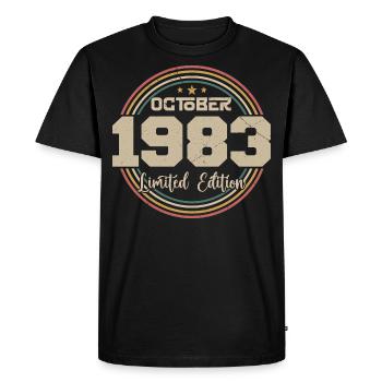 Born in October 1983 Retro Birthday October 1983 - Men's Premium Organic T-Shirt - black - Front - Nico (187cm)
