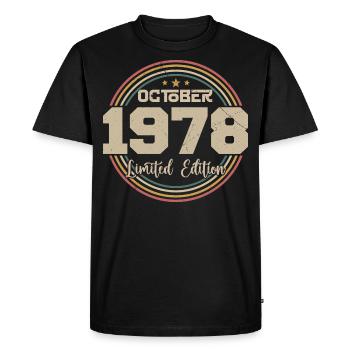 Né en octobre 1978 Retro Anniversaire Octobre 1978 - T-shirt Premium bio Homme - noir - Devant - Nico (187cm)