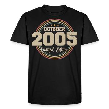 Né en octobre 2005 Retro Anniversaire Octobre 2005 - T-shirt Premium bio Homme - noir - Devant - Nico (187cm)