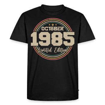 Né en octobre 1985 Retro Anniversaire Octobre 1985 - T-shirt Premium bio Homme - noir - Devant - Nico (187cm)
