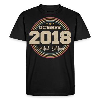 Born in October 2018 Retro Birthday October 2018 - Men's Premium Organic T-Shirt - black - Front - Nico (187cm)