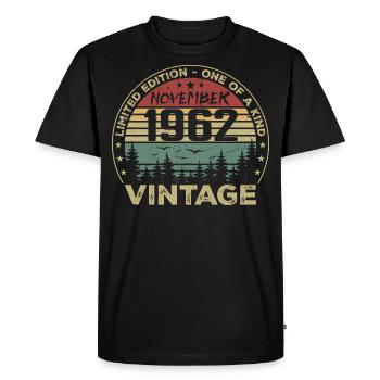 Novembre 1962 Cadeau Vintage - Né en Novembre 1962 - T-shirt Premium bio Homme - noir - Devant - Nico (187cm)