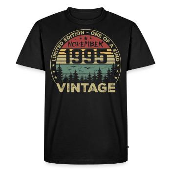 Novembre 1995 Cadeau Vintage - Né en Novembre 1995 - T-shirt Premium bio Homme - noir - Devant - Nico (187cm)