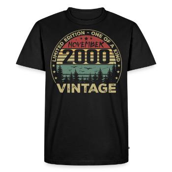 November 2000 Vintage Gift - Born November 2000 - Men's Premium Organic T-Shirt - black - Front - Nico (187cm)
