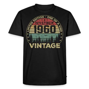 Novembre 1960 Cadeau Vintage - Né en Novembre 1960 - T-shirt Premium bio Homme - noir - Devant - Nico (187cm)