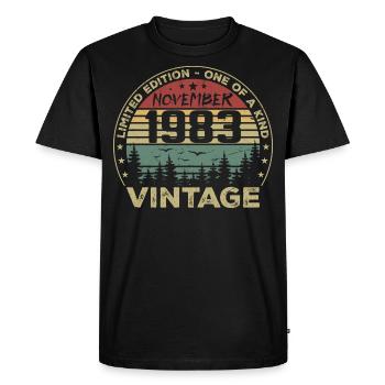 Novembre 1983 Cadeau Vintage - Né en Novembre 1983 - T-shirt Premium bio Homme - noir - Devant - Nico (187cm)