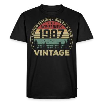 Novembre 1987 Cadeau Vintage - Né en Novembre 1987 - T-shirt Premium bio Homme - noir - Devant - Nico (187cm)