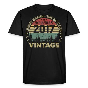 Novembre 2017 Cadeau Vintage - Né en Novembre 2017 - T-shirt Premium bio Homme - noir - Devant - Nico (187cm)