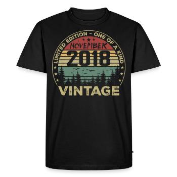 Novembre 2018 Cadeau Vintage - Né en Novembre 2018 - T-shirt Premium bio Homme - noir - Devant - Nico (187cm)