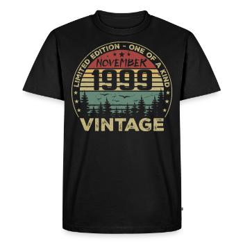 Novembre 1999 Cadeau Vintage - Né en Novembre 1999 - T-shirt Premium bio Homme - noir - Devant - Nico (187cm)