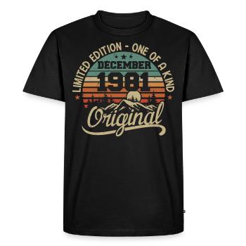 Original 44th Anniversary Gift, December 1981 - Men's Premium Organic T-Shirt - black - Front - Nico (187cm)