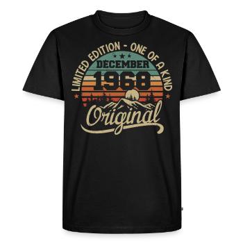 Original Cadeau Anniversaire 57 ans, Décembre 1968 - T-shirt Premium bio Homme - noir - Devant - Nico (187cm)
