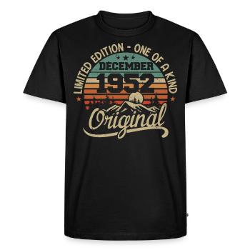 Original Cadeau Anniversaire 73 ans, Décembre 1952 - T-shirt Premium bio Homme - noir - Devant - Nico (187cm)