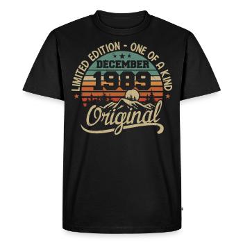 Original Cadeau Anniversaire 36 ans, Décembre 1989 - T-shirt Premium bio Homme - noir - Devant - Nico (187cm)