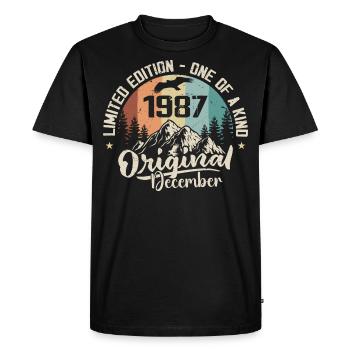 Anniversaire Décembre 1987 - Cadeau decembre 1987 - T-shirt Premium bio Homme - noir - Devant - Nico (187cm)