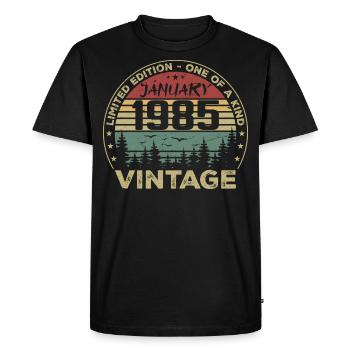 Vintage January 1985 Birthday January 1985 - Men's Premium Organic T-Shirt - black - Front - Nico (187cm)