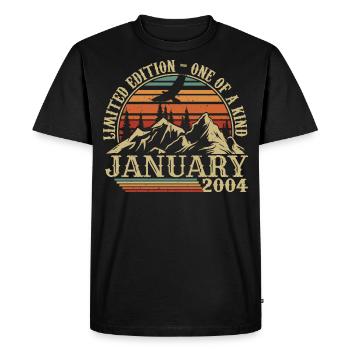 Janvier 2004 - Cadeau Anniversaire Janvier 2004 - T-shirt Premium bio Homme - noir - Devant - Nico (187cm)