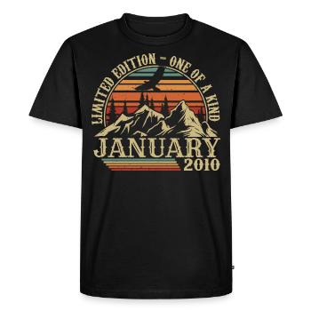 Janvier 2010 - Cadeau Anniversaire Janvier 2010 - T-shirt Premium bio Homme - noir - Devant - Nico (187cm)