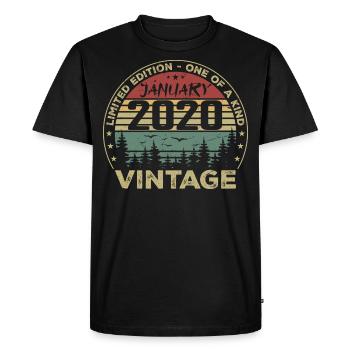 Vintage Janvier 2020 Anniversaire Janvier 2020 - T-shirt Premium bio Homme - noir - Devant - Nico (187cm)
