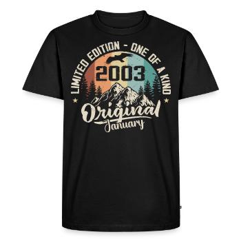 January 2003 Original 23 Year Anniversary Gift - Men's Premium Organic T-Shirt - black - Front - Nico (187cm)