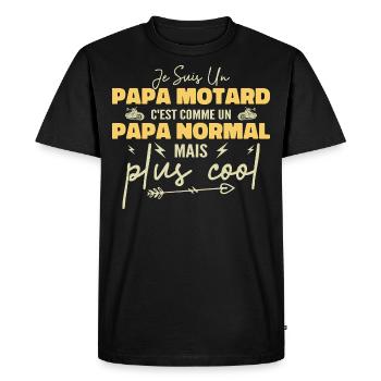 Biker dad like a normal but cooler dad - Men's Premium Organic T-Shirt - black - Front - Nico (187cm)