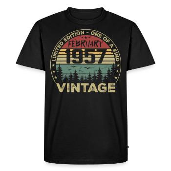 Cadeau Vintage Février 1957 Rétro Février 1957 - T-shirt Premium bio Homme - noir - Devant - Nico (187cm)
