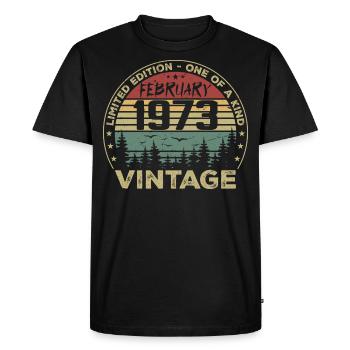 Rétro Février 1973 Cadeau Vintage Février 1973 - T-shirt Premium bio Homme - noir - Devant - Nico (187cm)