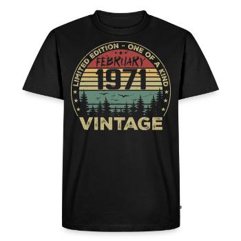Rétro Février 1971 Cadeau Vintage Février 1971 - T-shirt Premium bio Homme - noir - Devant - Nico (187cm)