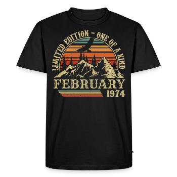 Février 1974 Rétro Né en Février 1974 Anniversaire - T-shirt Premium bio Homme - noir - Devant - Nico (187cm)
