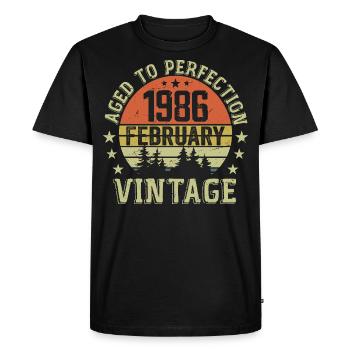 Février 1986 - Cadeau Anniversaire Février 1986 - T-shirt Premium bio Homme - noir - Devant - Nico (187cm)