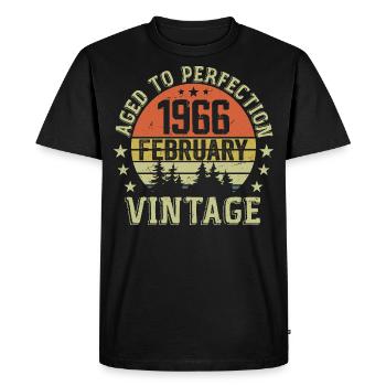 Février 1966 - Cadeau Anniversaire Février 1966 - T-shirt Premium bio Homme - noir - Devant - Nico (187cm)