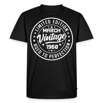 Vintage Mars 1960 - Cadeau Anniversaire Mars 1960 - T-shirt Premium bio Homme - noir - Devant - Nico (187cm)