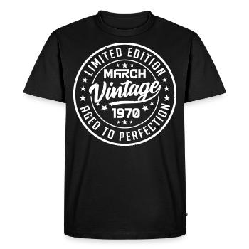 Vintage Mars 1970 - Cadeau Anniversaire Mars 1970 - T-shirt Premium bio Homme - noir - Devant - Nico (187cm)