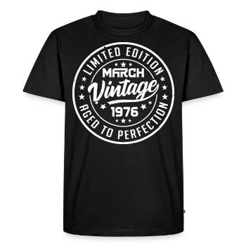 Vintage Mars 1976 - Cadeau Anniversaire Mars 1976 - T-shirt Premium bio Homme - noir - Devant - Nico (187cm)