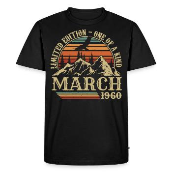 Cadeau D'anniversaire Mars 1960, Nées En Mars 1960 - T-shirt Premium bio Homme - noir - Devant - Nico (187cm)