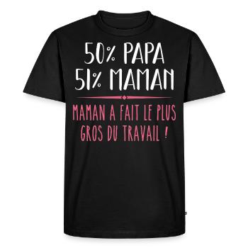 Grenouillere annonce grossesse bébé - T-shirt Premium bio Homme - noir - Devant - Nico (187cm)