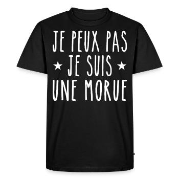 je peux pas je suis une morue - T-shirt Premium bio Homme - noir - Devant - Nico (187cm)